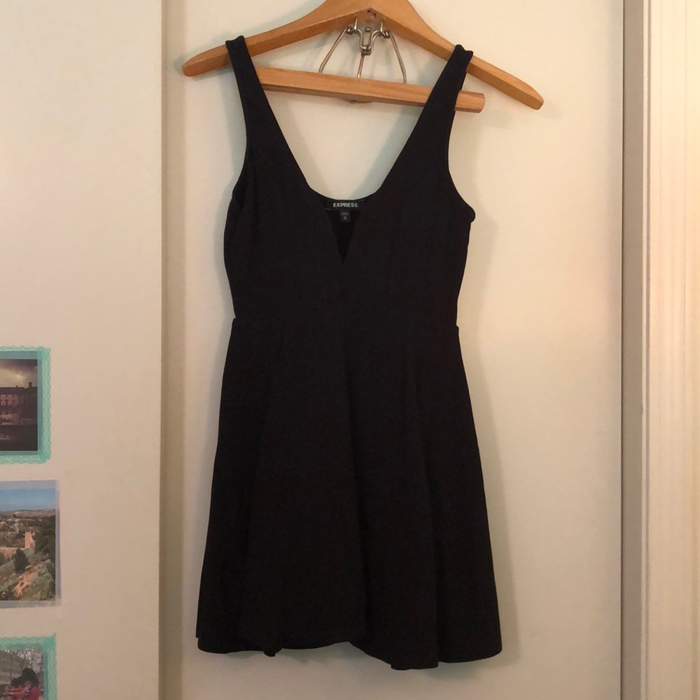 Express black low neck skater dress